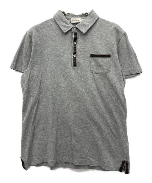 MONCLER（モンクレール）MONCLER (モンクレール) MAGLIA POLO MANICA Slim fit グレー×ブラウン サイズ:Mの古着・服飾アイテム