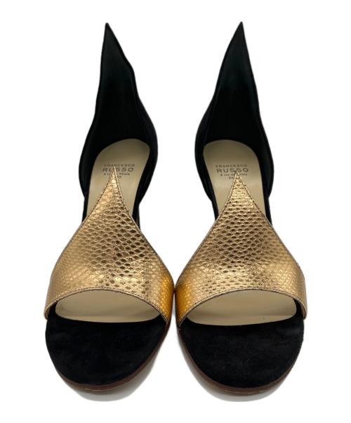 FRANCESCO RUSSO（フランチェスコ ルッソ）FRANCESCO RUSSO (フランチェスコ ルッソ) オープントゥーサンダル ブラック サイズ:36の古着・服飾アイテム