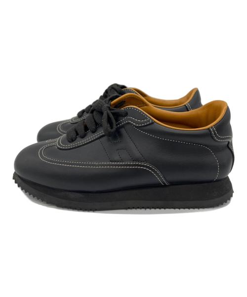 HERMES（エルメス）HERMES (エルメス) レザースニーカー ブラック サイズ:36.5の古着・服飾アイテム