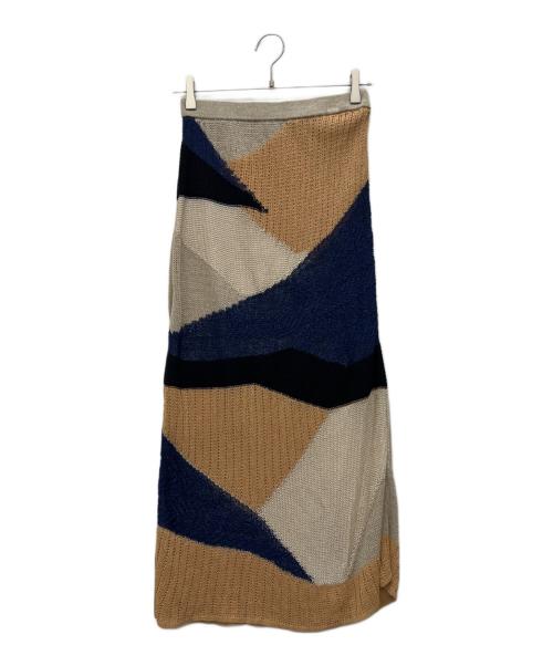 MURRAL（ミューラル）MURRAL (ミューラル) ニットスカート ベージュ×ブルー サイズ:1の古着・服飾アイテム