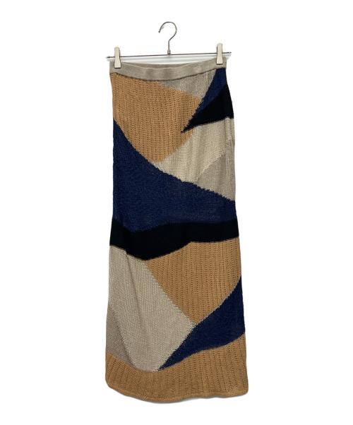 MURRAL（ミューラル）MURRAL (ミューラル) ニットスカート ベージュ×ブルー サイズ:1の古着・服飾アイテム