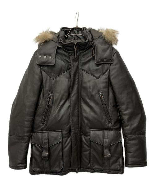 NICOLE CLUB FOR MEN（ニコルクラブフォーメン）NICOLE CLUB FOR MEN (ニコルクラブフォーメン) レザーダウンジャケット ブラウン サイズ:48の古着・服飾アイテム