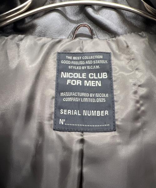 NICOLE CLUB FOR MEN（ニコルクラブフォーメン）NICOLE CLUB FOR MEN (ニコルクラブフォーメン) レザーダウンジャケット ブラウン サイズ:48の古着・服飾アイテム