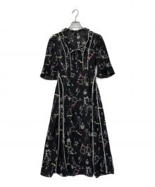 Snidel（スナイデル）の古着「パイピングデザインプリントワンピース」｜ブラック