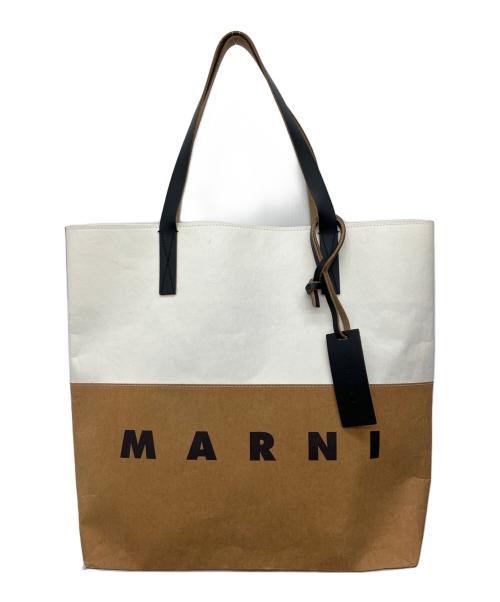 MARNI（マルニ）MARNI (マルニ) ペーパートートバッグ ブラウン×ホワイトの古着・服飾アイテム