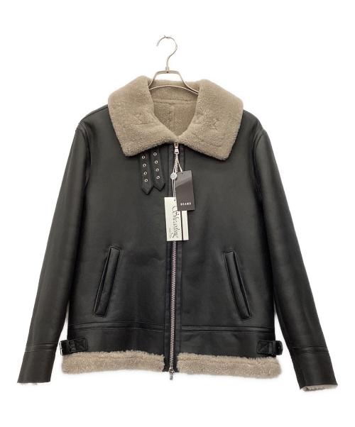 BEAMS（ビームス）BEAMS (ビームス) quattrocchi (クアトロッキ) B-3ムートンジャケット ブラック サイズ:52 未使用品の古着・服飾アイテム