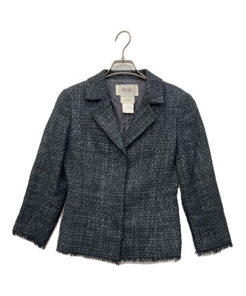 Rene（ルネ）Rene (ルネ) TISSUE　ツイードジャケット ブラック サイズ:36の古着・服飾アイテム