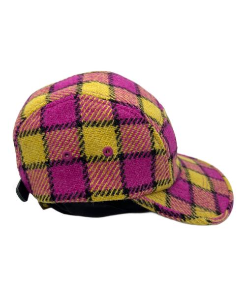 SUPREME（シュプリーム）SUPREME (シュプリーム) Harris Tweed (ハリスツイード) キャップ ピンク×イエローの古着・服飾アイテム