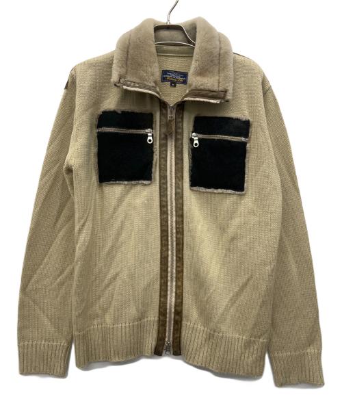 AVIREX（アヴィレックス）AVIREX (アヴィレックス) ニットジャケット ベージュ サイズ:Mの古着・服飾アイテム