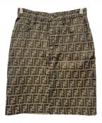 FENDIフェンディ）の古着「ズッカ柄スカート」｜ベージュ×ブラック