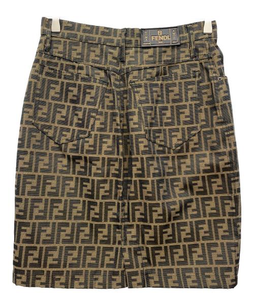 FENDI（フェンディ）FENDI (フェンディ) ズッカ柄スカート ベージュ×ブラック サイズ:46の古着・服飾アイテム
