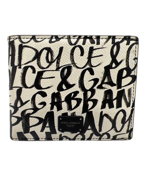 DOLCE & GABBANA（ドルチェ＆ガッバーナ）DOLCE & GABBANA (ドルチェ＆ガッバーナ) 2つ折り財布 ホワイト×ブラックの古着・服飾アイテム