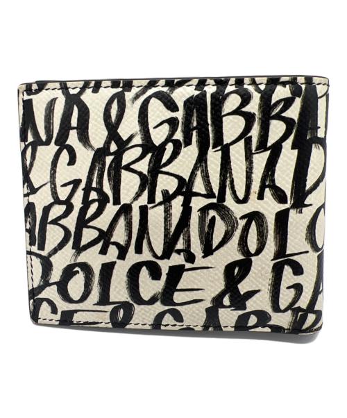 DOLCE & GABBANA（ドルチェ＆ガッバーナ）DOLCE & GABBANA (ドルチェ＆ガッバーナ) 2つ折り財布 ホワイト×ブラックの古着・服飾アイテム