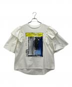 ROSE BUD×OKIRAKUローズバッド×オキラク）の古着「ラッフルスリーブ グラフィックトップス」｜ホワイト