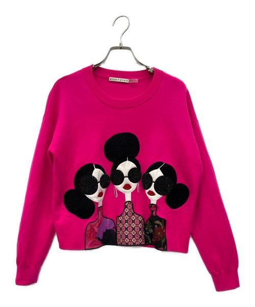 alice+olivia（アリスアンドオリビア）alice+olivia (アリスアンドオリビア) クルーネックニット ピンク サイズ:Sの古着・服飾アイテム