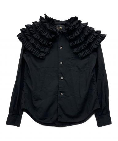 【極美品】コムデギャルソン 襟ラッフルギャザー ブラウス 長袖 黒 2023SS 1102000376914644_01_5008w.jpeg