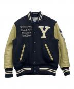 whitesville×YALEホワイツビル×イェール）の古着「スタジャン」｜ネイビー×ベージュ