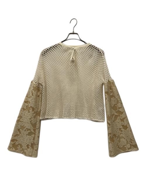 Acka.（エーシーケーエー）Acka. (エーシーケーエー) レース切替メッシュニット ベージュ サイズ:Freeの古着・服飾アイテム