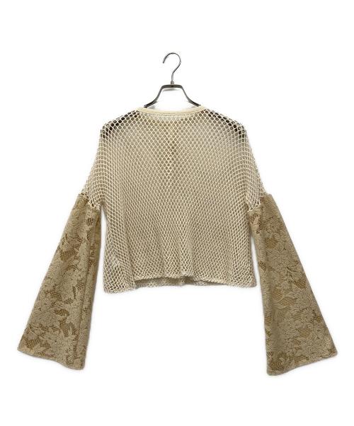 Acka.（エーシーケーエー）Acka. (エーシーケーエー) レース切替メッシュニット ベージュ サイズ:Freeの古着・服飾アイテム