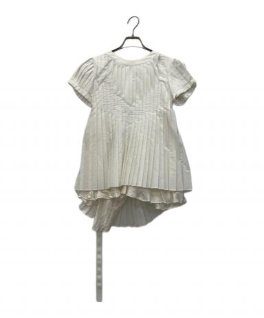 sacai サカイ ブラウス 3(L位) 黒x白(ツイード) 【古着】【中古】 中古・古着通販】sacai (サカイ) 半袖ブラウス ホワイト サイズ:1