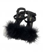 Manolo Blahnikマノロブラニク）の古着「ファーサンダル」｜ブラック