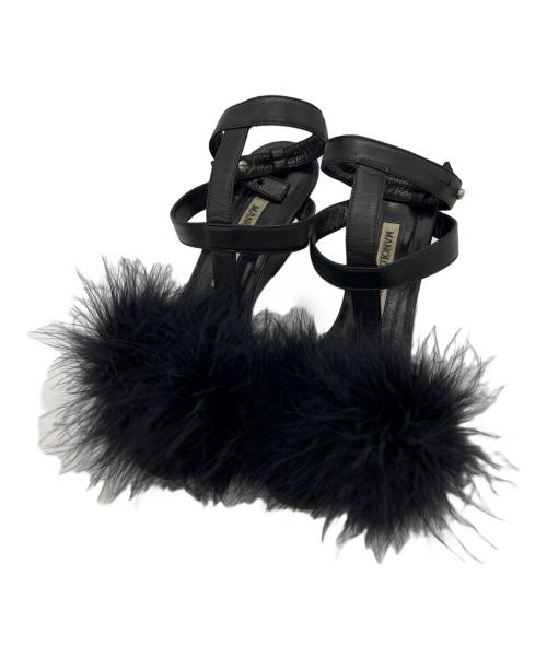 Manolo Blahnik（マノロブラニク）Manolo Blahnik (マノロブラニク) ファーサンダル ブラック サイズ:34の古着・服飾アイテム