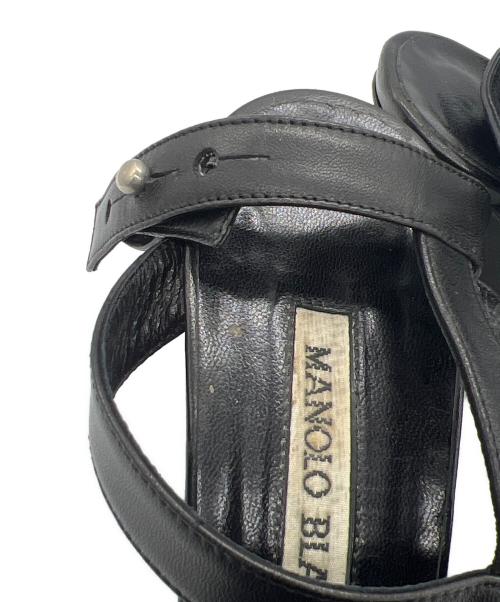 Manolo Blahnik（マノロブラニク）Manolo Blahnik (マノロブラニク) ファーサンダル ブラック サイズ:34の古着・服飾アイテム