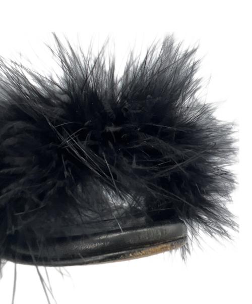 Manolo Blahnik（マノロブラニク）Manolo Blahnik (マノロブラニク) ファーサンダル ブラック サイズ:34の古着・服飾アイテム