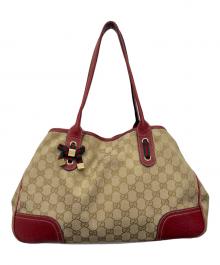 GUCCI（グッチ）の古着「GGキャンバスハンドバッグ」｜レッド×ベージュ