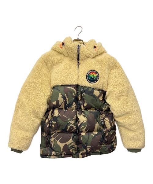 POLO RALPH LAUREN（ポロ・ラルフローレン）POLO RALPH LAUREN (ポロ・ラルフローレン) スイッチングボアダウンジャケット ベージュ×オリーブ サイズ:Mの古着・服飾アイテム