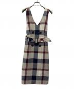 BURBERRY BLUE LABELバーバリー ブルー レーベル）の古着「ジャンパースカート」｜ベージュ×ネイビー