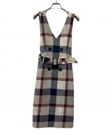 BURBERRY BLUE LABEL（バーバリー ブルー レーベル）の古着「ジャンパースカート」｜ベージュ×ネイビー