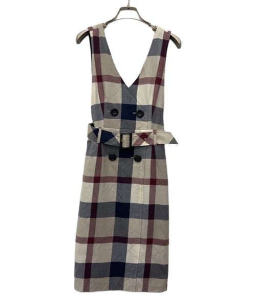 BURBERRY BLUE LABEL（バーバリー ブルー レーベル）BURBERRY BLUE LABEL (バーバリー ブルー レーベル) ジャンパースカート ベージュ×ネイビー サイズ:36の古着・服飾アイテム