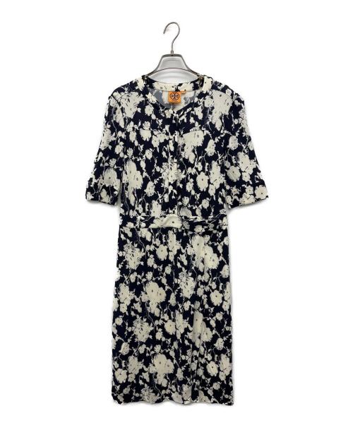 TORY BURCH（トリーバーチ）TORY BURCH (トリーバーチ) 半袖ワンピース ホワイト×ネイビー サイズ:Sの古着・服飾アイテム