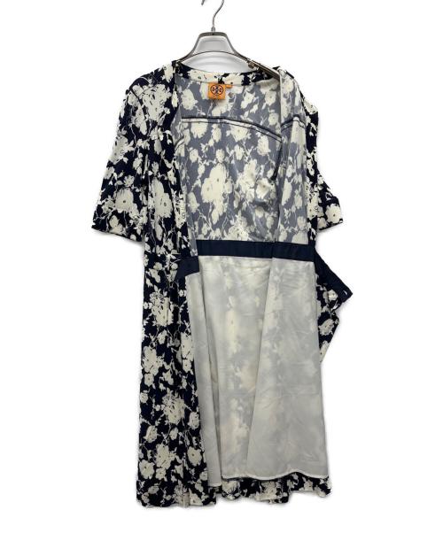 TORY BURCH（トリーバーチ）TORY BURCH (トリーバーチ) 半袖ワンピース ホワイト×ネイビー サイズ:Sの古着・服飾アイテム