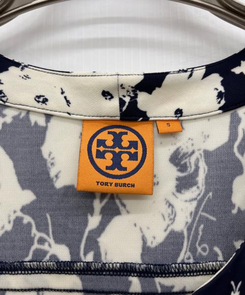 TORY BURCH（トリーバーチ）TORY BURCH (トリーバーチ) 半袖ワンピース ホワイト×ネイビー サイズ:Sの古着・服飾アイテム