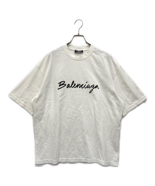 BALENCIAGA（バレンシアガ）BALENCIAGA (バレンシアガ) シグネチャーロゴプリントTシャツ ホワイト サイズ:Mの古着・服飾アイテム