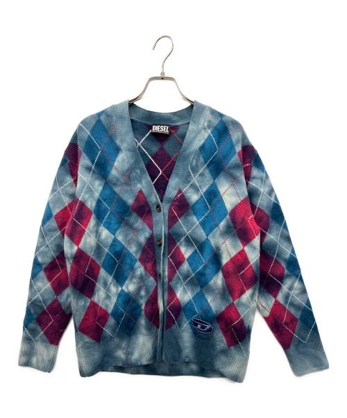 DIESEL（ディーゼル）DIESEL (ディーゼル) アーガイル柄カーディガン ブルー×パープル サイズ:Sの古着・服飾アイテム
