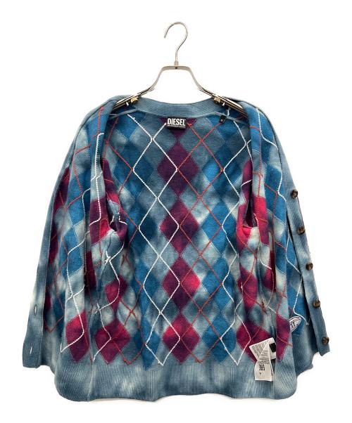 DIESEL（ディーゼル）DIESEL (ディーゼル) アーガイル柄カーディガン ブルー×パープル サイズ:Sの古着・服飾アイテム