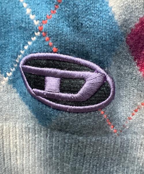 DIESEL（ディーゼル）DIESEL (ディーゼル) アーガイル柄カーディガン ブルー×パープル サイズ:Sの古着・服飾アイテム