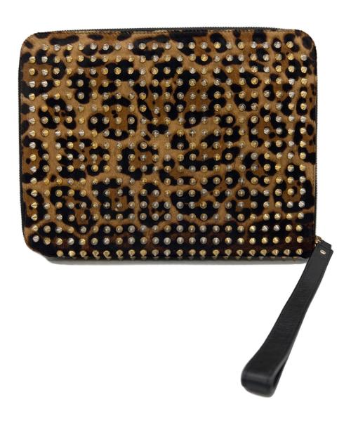 Christian Louboutin（クリスチャン・ルブタン）Christian Louboutin (クリスチャン・ルブタン) クラッチバッグ ベージュ×ブラックの古着・服飾アイテム