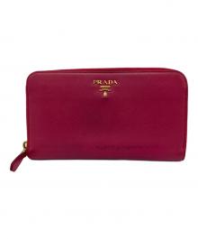 PRADA（プラダ）の古着「ラウンドファスナー財布」｜ピンク