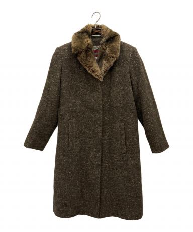 中古・古着通販】KENZO (ケンゾー) ファー衿コート ブラウン サイズ:38