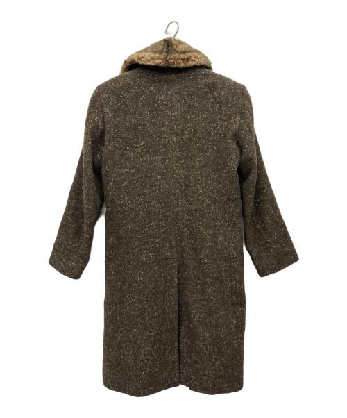 KENZO（ケンゾー）KENZO (ケンゾー) ファー衿コート ブラウン サイズ:38の古着・服飾アイテム