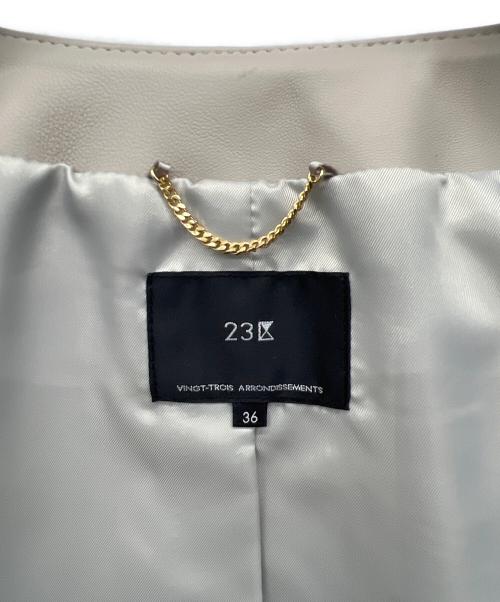 23区（ニジュウサンク）23区 (ニジュウサンク) ラムレザーノーカラーブルゾン グレー サイズ:36の古着・服飾アイテム