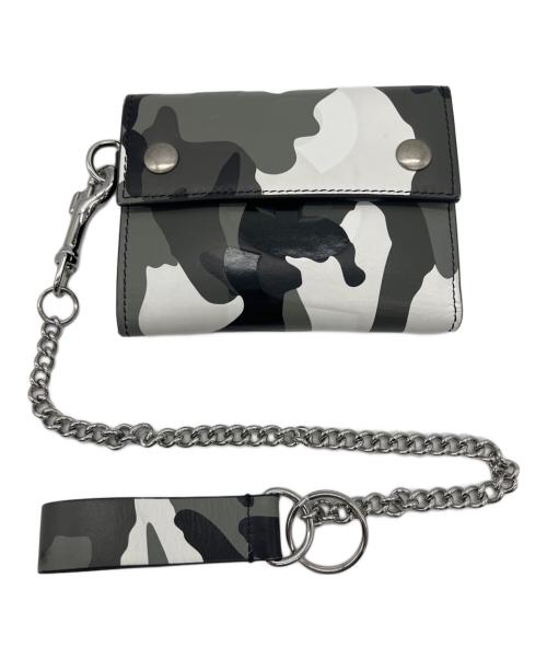 SUPREME（シュプリーム）SUPREME (シュプリーム) Leather Chain Wallet グレー×ホワイトの古着・服飾アイテム