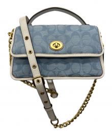 COACH（コーチ）の古着「ターンロックショルダーバッグ」｜ホワイト×ブルー