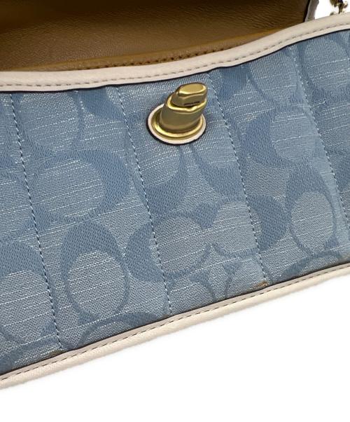 COACH（コーチ）COACH (コーチ) ターンロックショルダーバッグ ホワイト×ブルーの古着・服飾アイテム