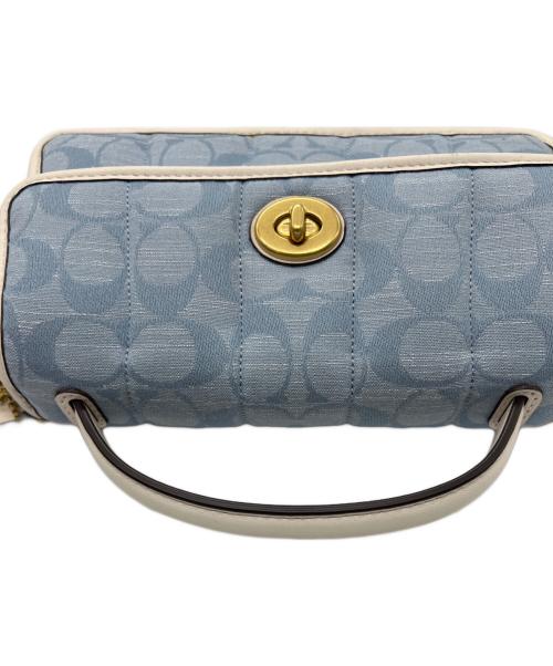 COACH（コーチ）COACH (コーチ) ターンロックショルダーバッグ ホワイト×ブルーの古着・服飾アイテム