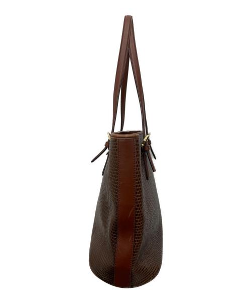 Salvatore Ferragamo（サルヴァトーレ フェラガモ）Salvatore Ferragamo (サルヴァトーレ フェラガモ) 型押しレザートートバッグ ブラウンの古着・服飾アイテム